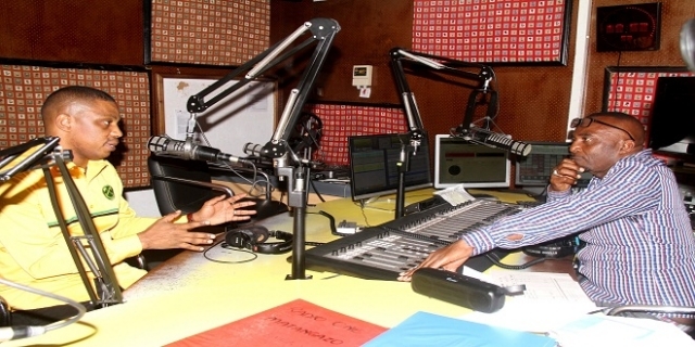 Shaka Hamdu Shaka addresses broadcasting staff when he visitedRadio OneStudio.